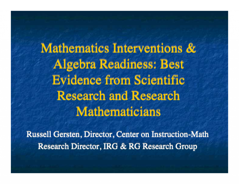 WebEx: Algebra Readiness: Mathematics Interventions for Struggling ...